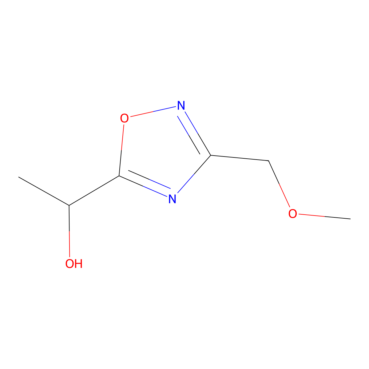 1-[3-(Methoxymethyl)-1,2,4-oxadiazol-5-yl]ethan-1-ol molecular structure, CAS 1344265-66-2
