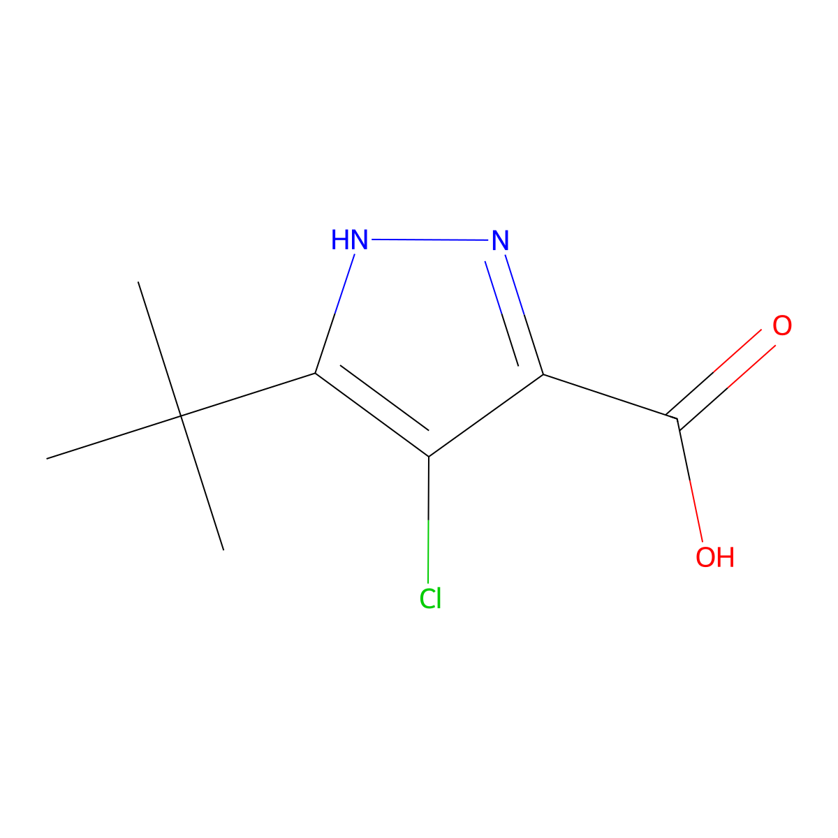 3-(tert-butyl)-4-chloro-1H-pyrazole-5-carboxylic acid molecular structure, CAS 1344266-29-0