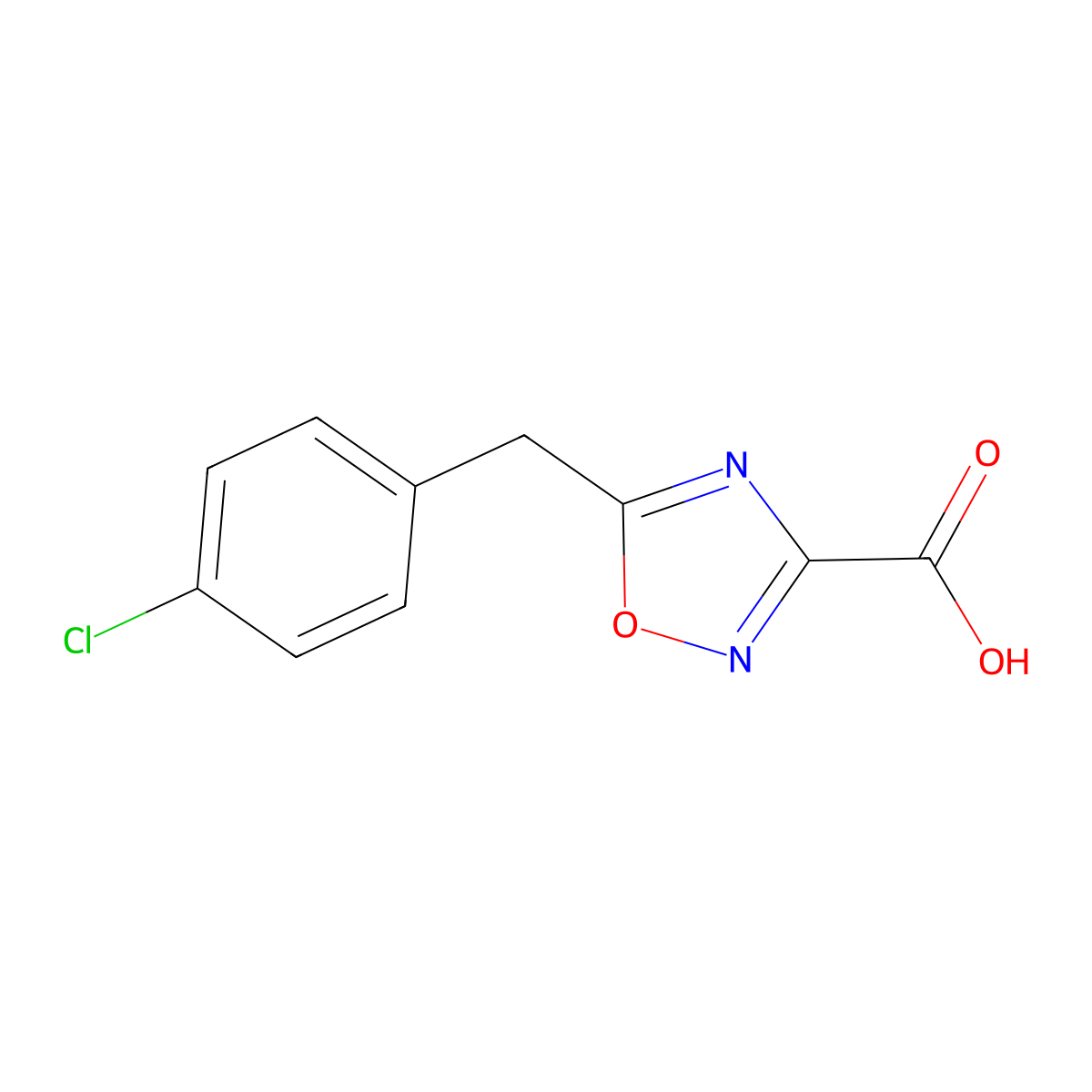 5-[(4-Chlorophenyl)methyl]-1,2,4-oxadiazole-3-carboxylic acid molecular structure, CAS 1344267-99-7