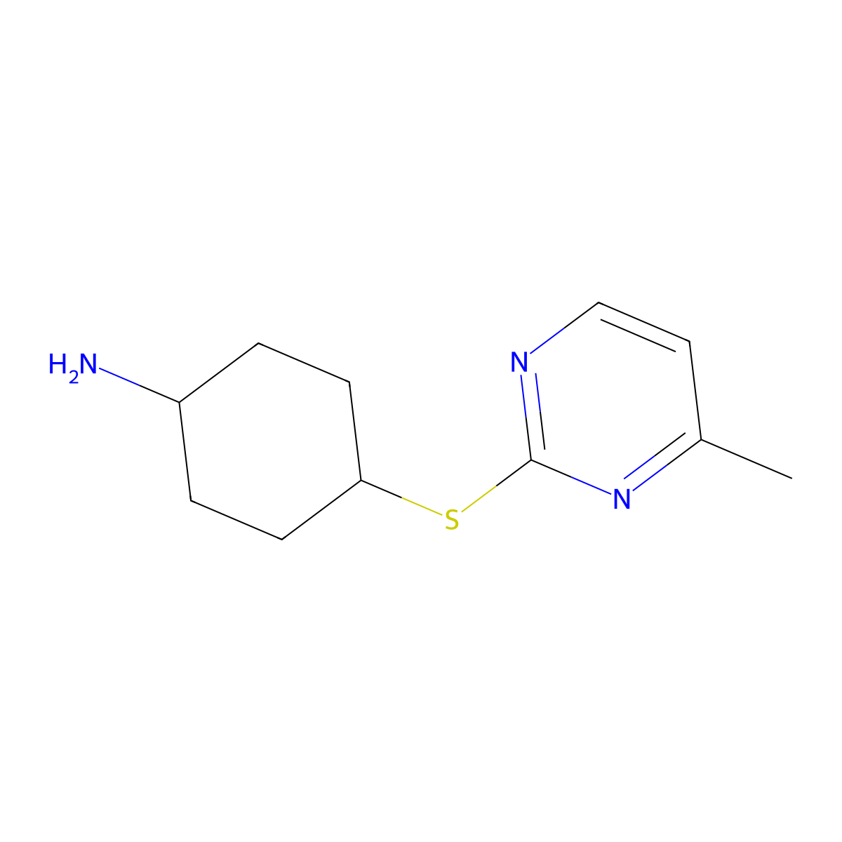 4-[(4-Methylpyrimidin-2-YL)sulfanyl]cyclohexan-1-amine molecular structure, CAS 1344272-26-9