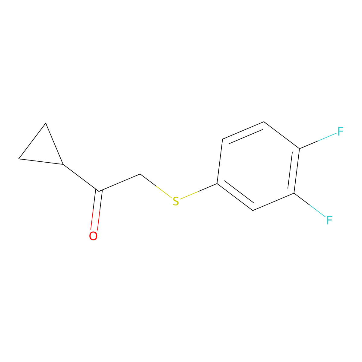 1-Cyclopropyl-2-((3,4-difluorophenyl)thio)ethan-1-one molecular structure, CAS 1344274-11-8
