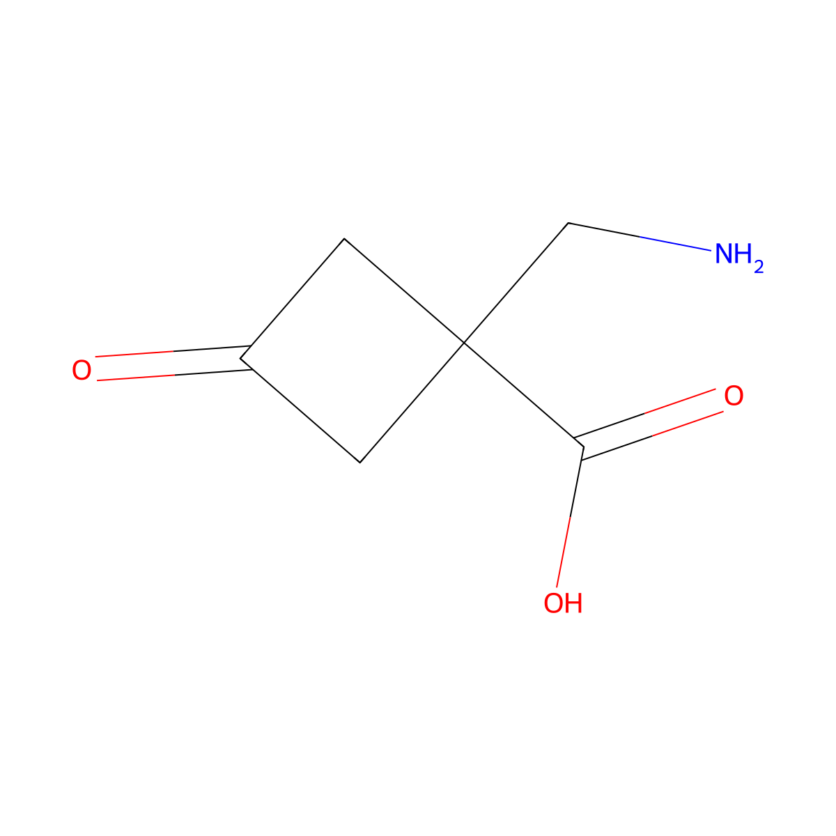 1-(Aminomethyl)-3-oxocyclobutane-1-carboxylic acid molecular structure, CAS 1344276-41-0