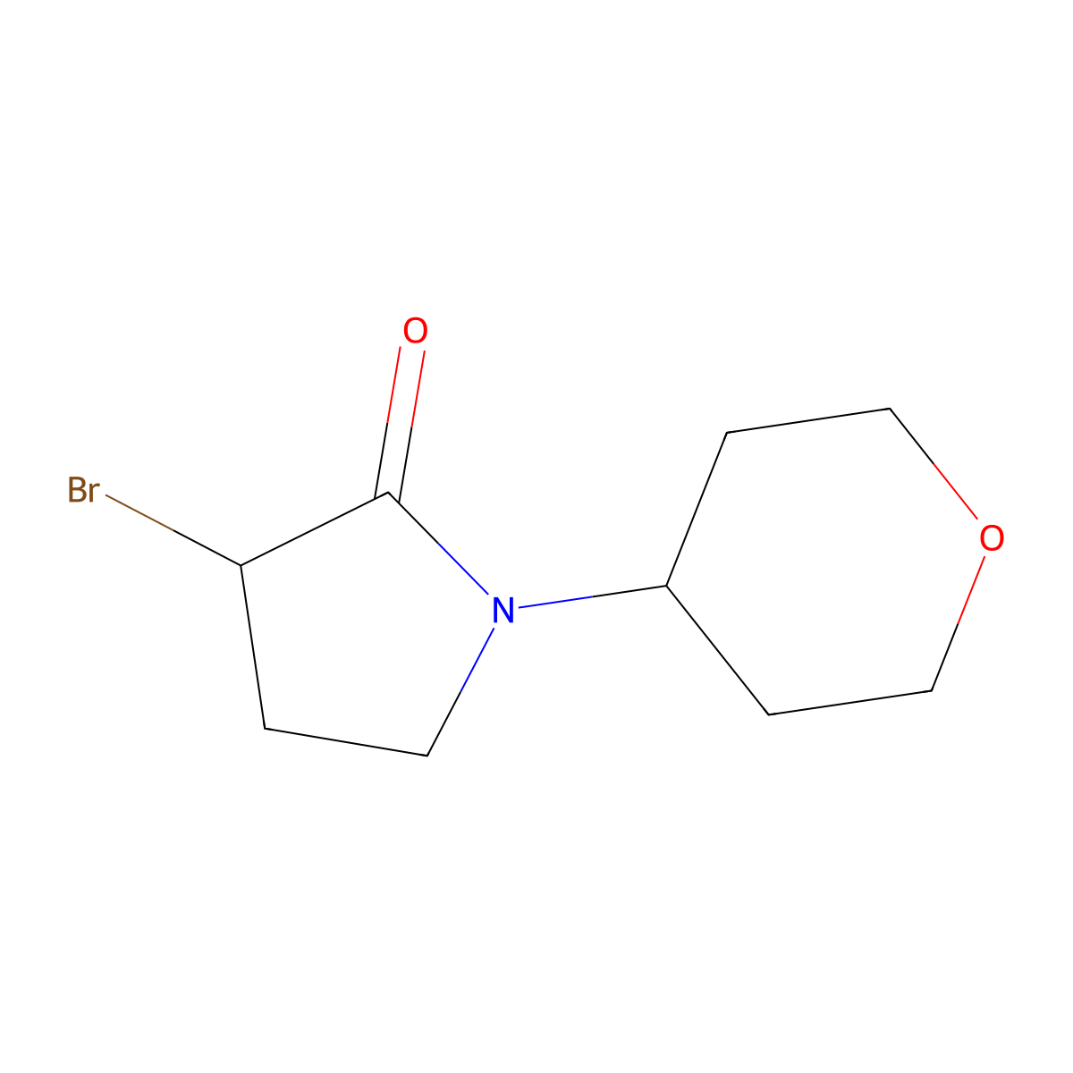 3-Bromo-1-(oxan-4-yl)pyrrolidin-2-one molecular structure, CAS 1344276-66-9
