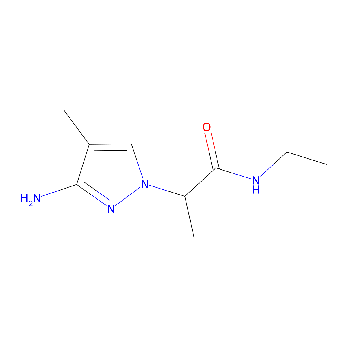 2-(3-amino-4-methyl-1H-pyrazol-1-yl)-N-ethylpropanamide molecular structure, CAS 1344278-51-8