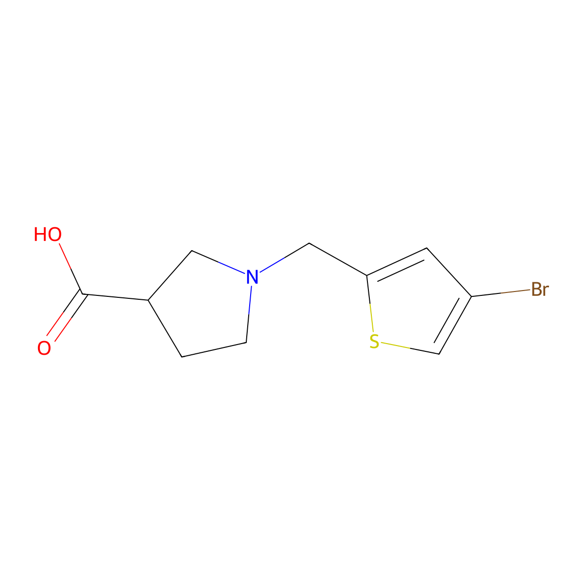 1-[(4-Bromothiophen-2-yl)methyl]pyrrolidine-3-carboxylic acid molecular structure, CAS 1344279-23-7