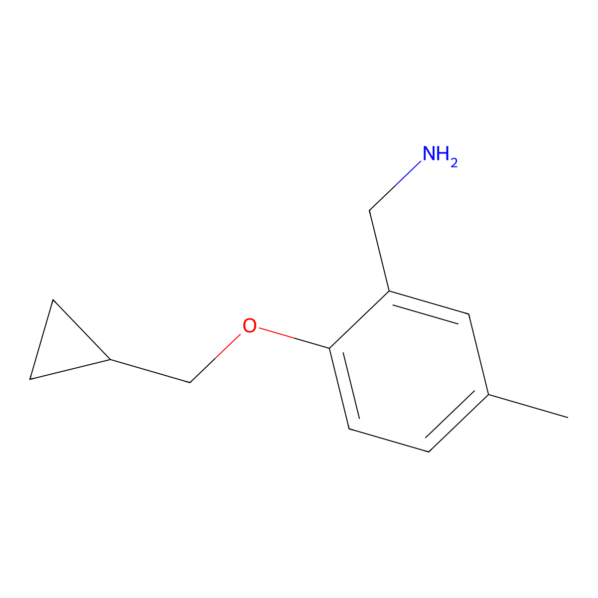 2-Cyclopropylmethoxy-5-methyl-benzylamine molecular structure, CAS 1344279-88-4