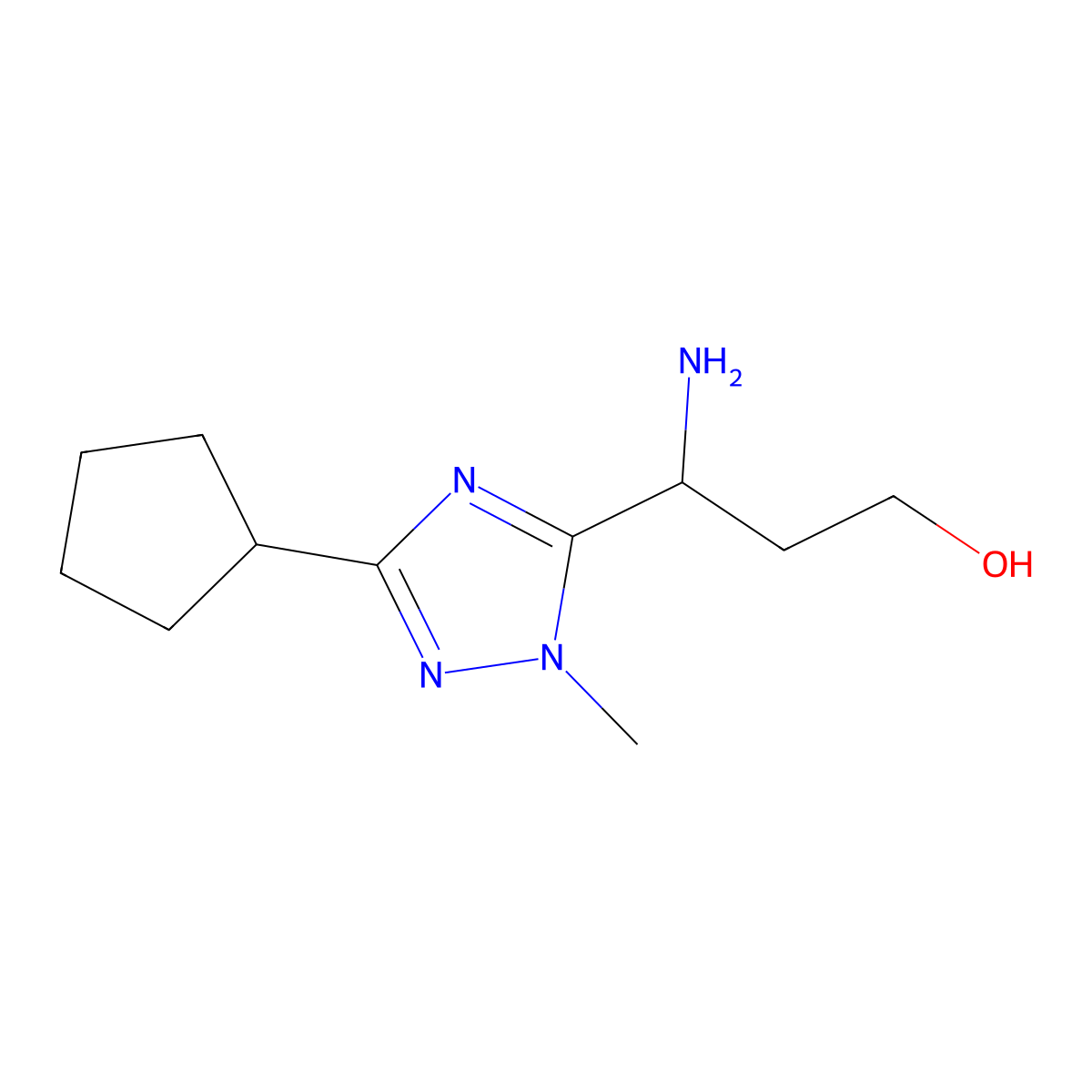 3-Amino-3-(3-cyclopentyl-1-methyl-1h-1,2,4-triazol-5-yl)propan-1-ol molecular structure, CAS 1344280-72-3
