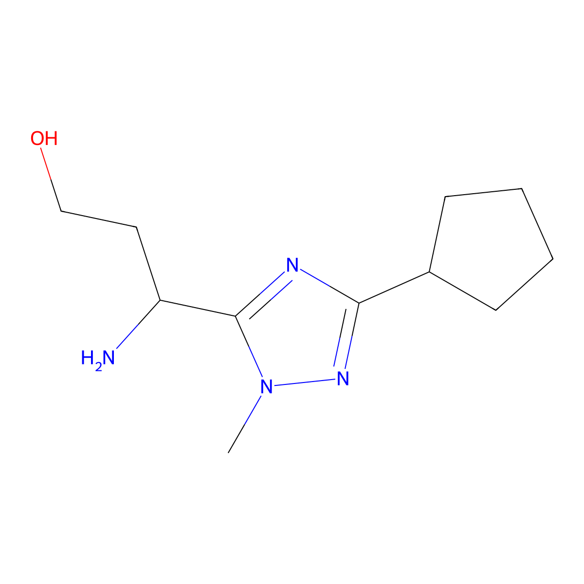 3-Amino-3-(3-cyclopentyl-1-methyl-1h-1,2,4-triazol-5-yl)propan-1-ol molecular structure, CAS 1344280-72-3