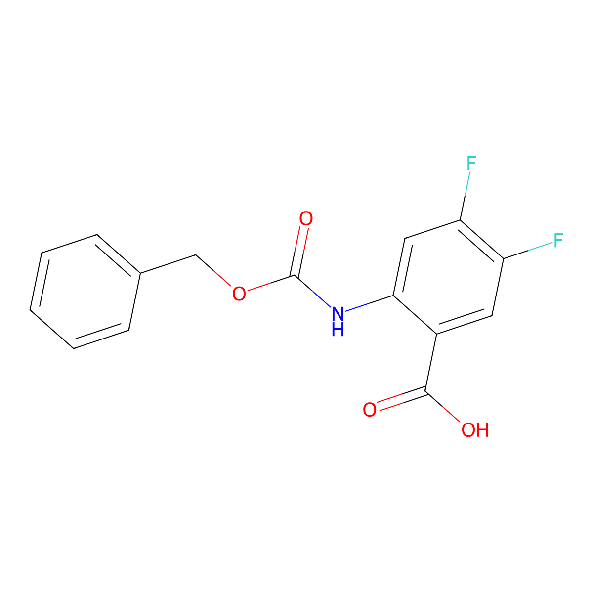 2-{[(Benzyloxy)carbonyl]amino}-4,5-difluorobenzoic acid molecular structure, CAS 1344286-09-4