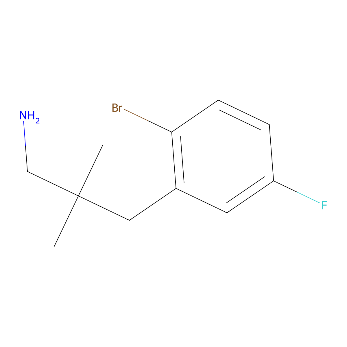 3-(2-Bromo-5-fluorophenyl)-2,2-dimethylpropan-1-amine molecular structure, CAS 1344287-54-2