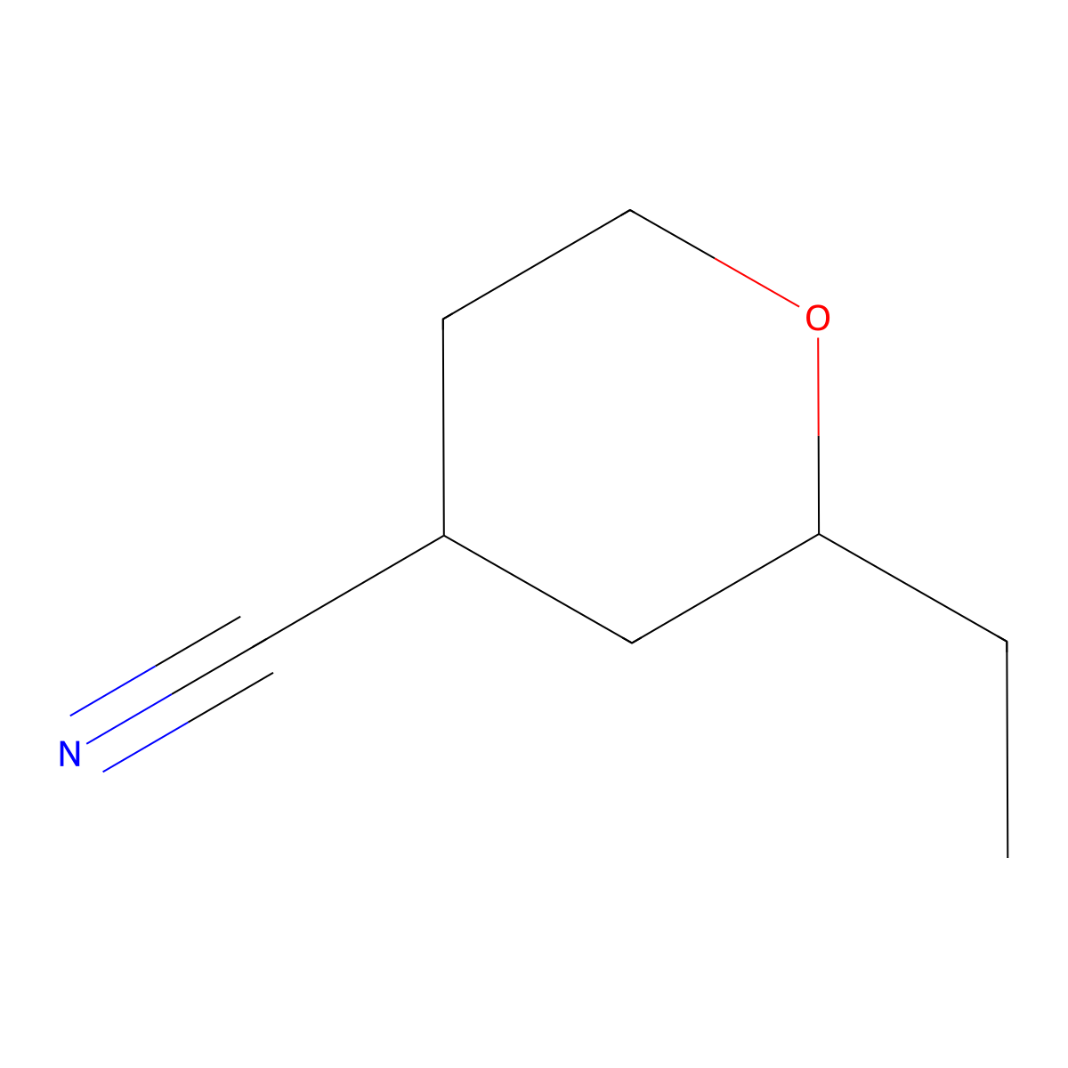 2-Ethyloxane-4-carbonitrile molecular structure, CAS 1344297-75-1