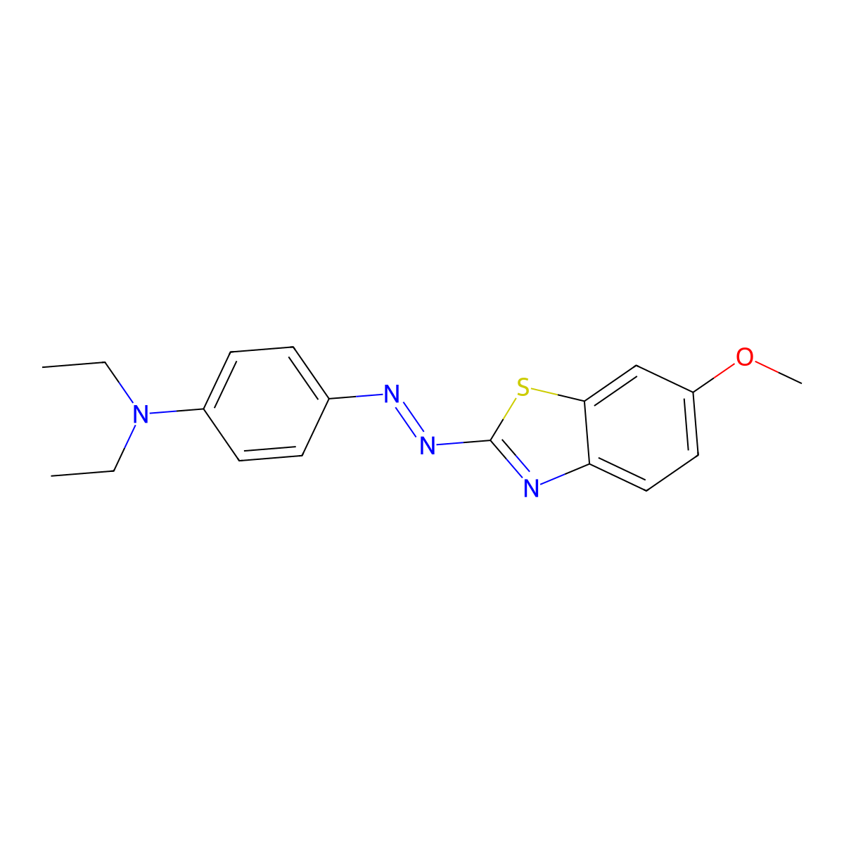 N,N-diethyl-4-[(6-methoxy-1,3-benzothiazol-2-yl)diazenyl]aniline molecular structure, CAS 13443-90-8