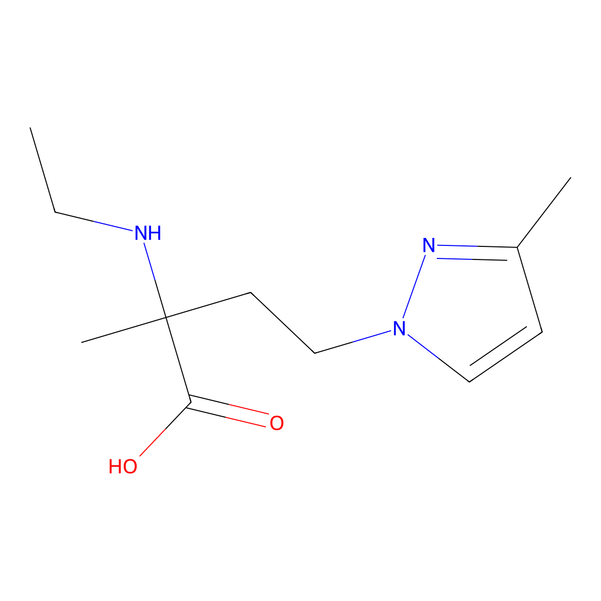 2-(Ethylamino)-2-methyl-4-(3-methyl-1h-pyrazol-1-yl)butanoic acid molecular structure, CAS 1344303-52-1