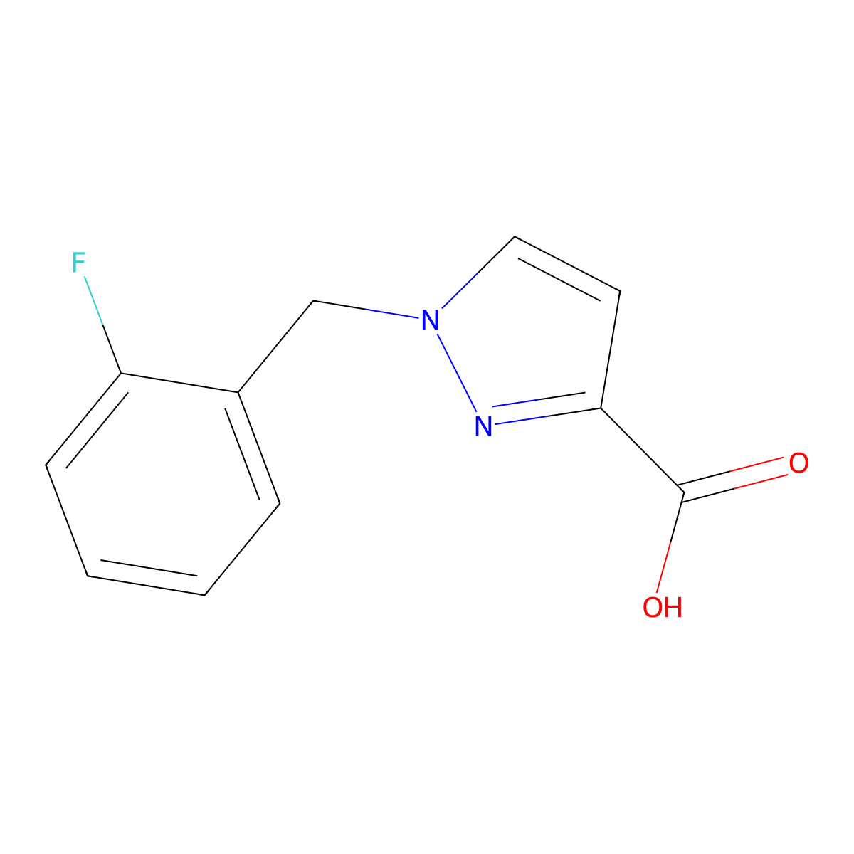 1-(2-Fluorobenzyl)-1H-pyrazole-3-carboxylic acid molecular structure, CAS 1344305-66-3