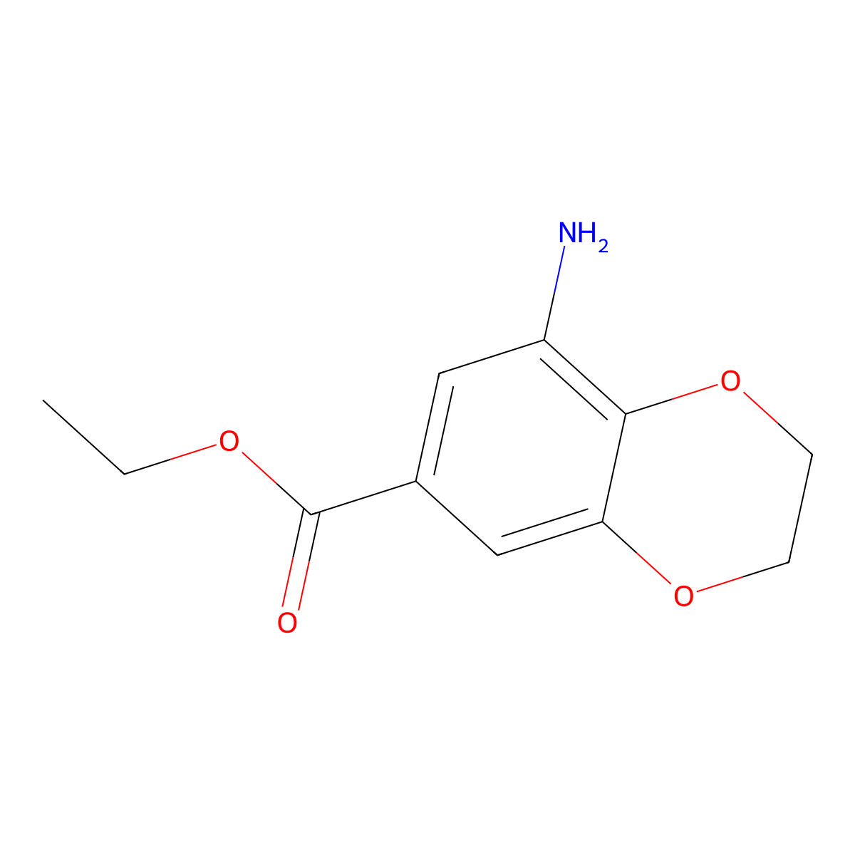 Ethyl 8-amino-2,3-dihydrobenzo[b][1,4]dioxine-6-carboxylate molecular structure, CAS 1344306-39-3