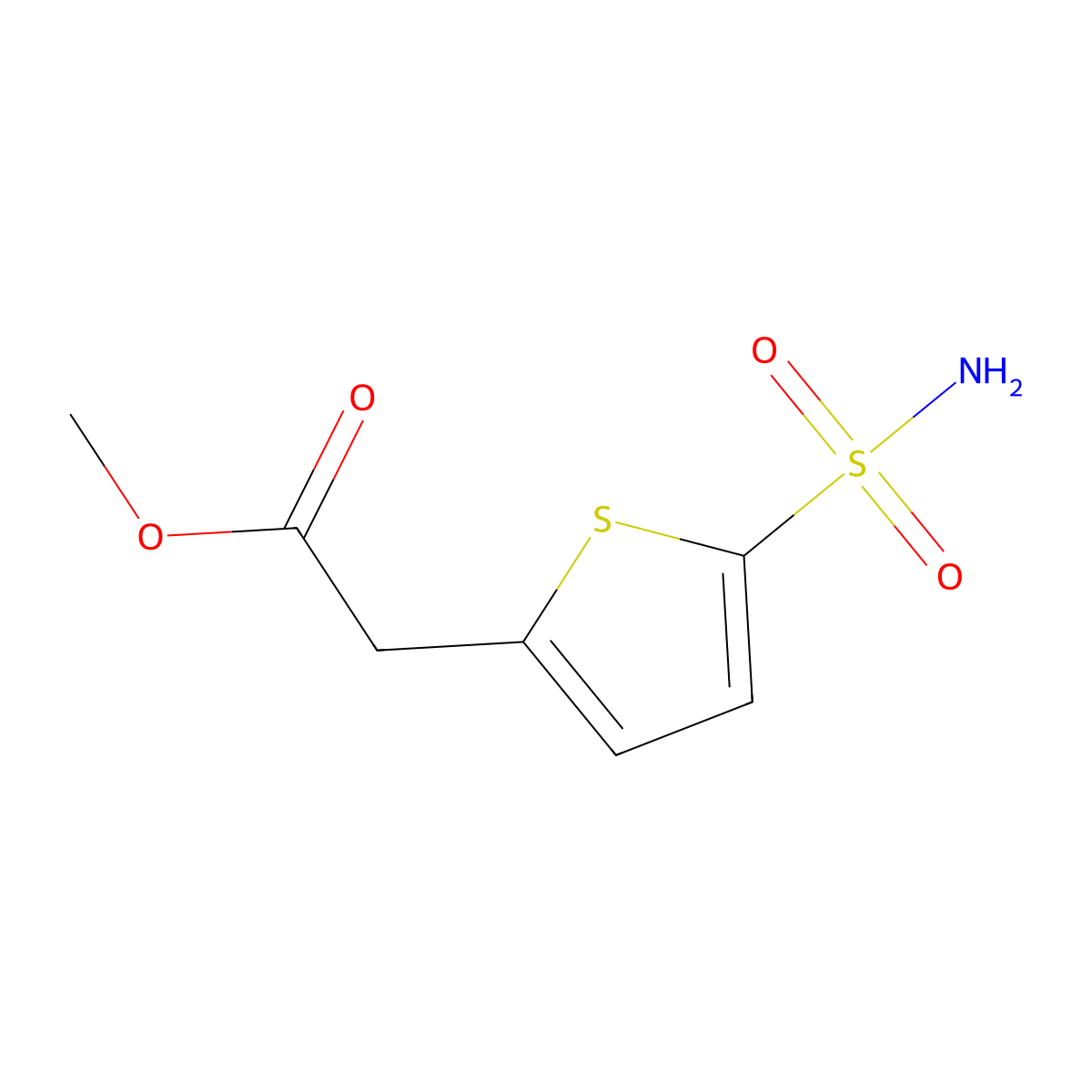 Methyl 2-(5-sulfamoylthiophen-2-yl)acetate molecular structure, CAS 1344307-02-3