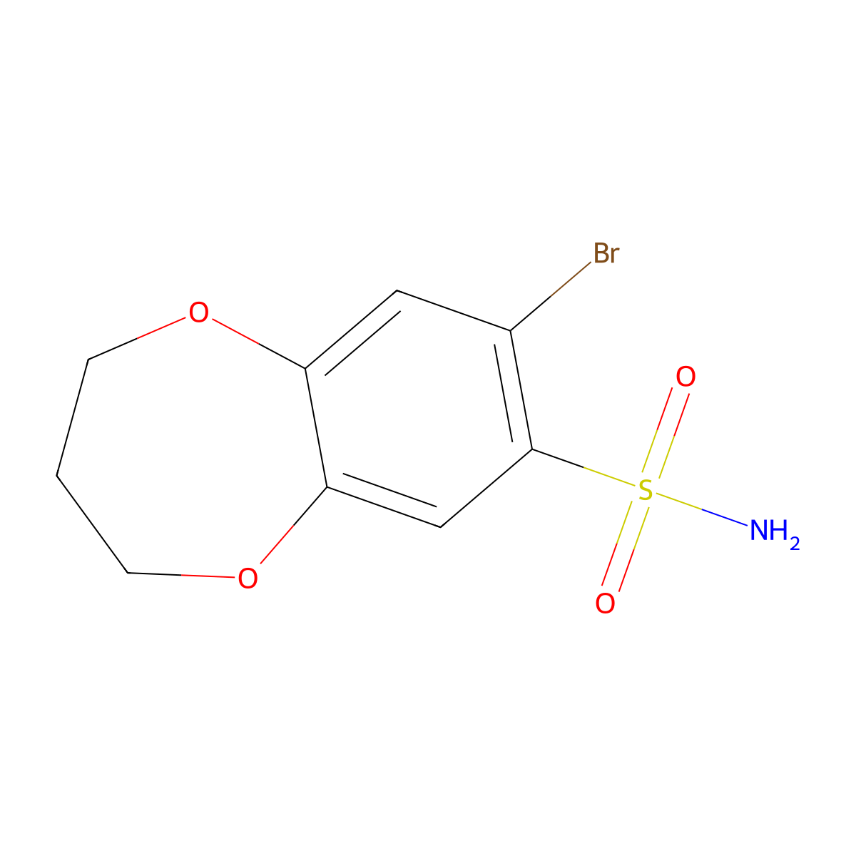 8-bromo-3,4-dihydro-2H-1,5-benzodioxepine-7-sulfonamide molecular structure, CAS 1344307-17-0