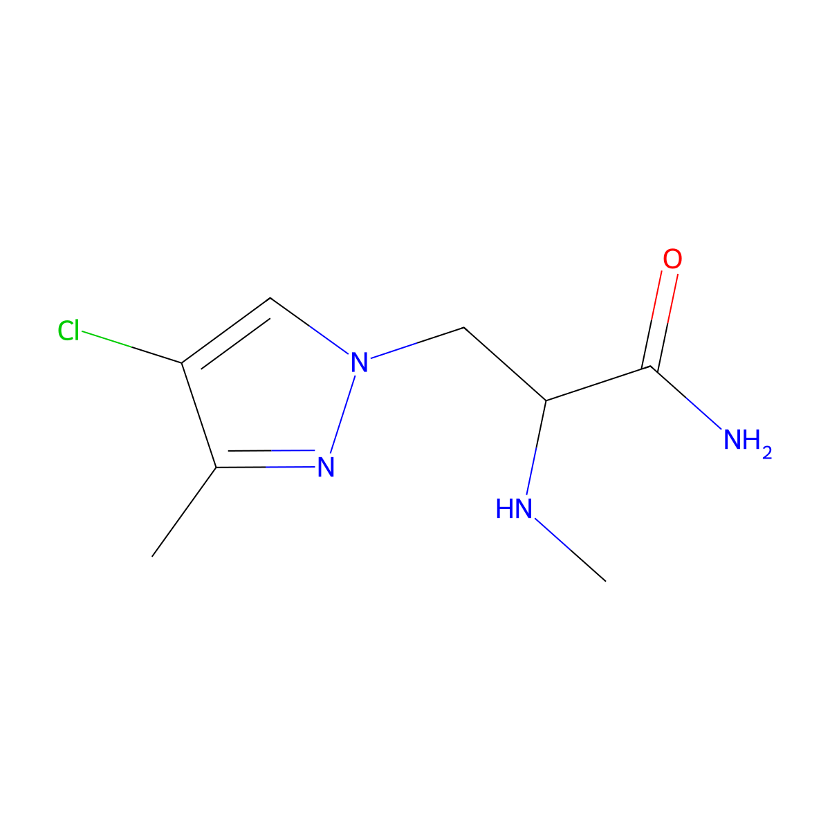 3-(4-Chloro-3-methyl-1h-pyrazol-1-yl)-2-(methylamino)propanamide molecular structure, CAS 1344307-79-4