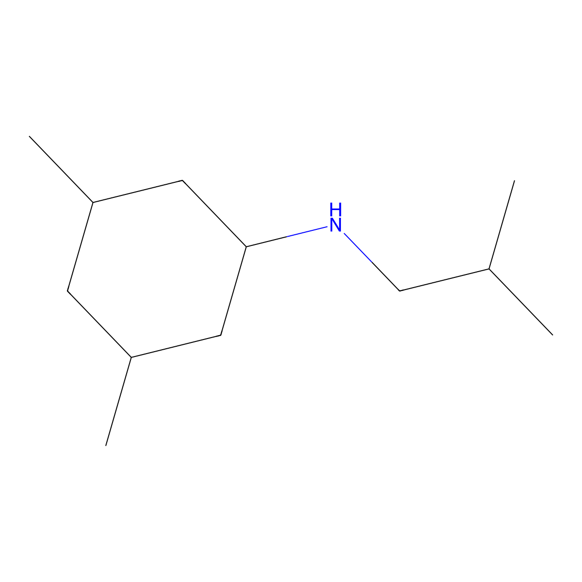 3,5-dimethyl-N-(2-methylpropyl)cyclohexan-1-amine molecular structure, CAS 1344313-43-4