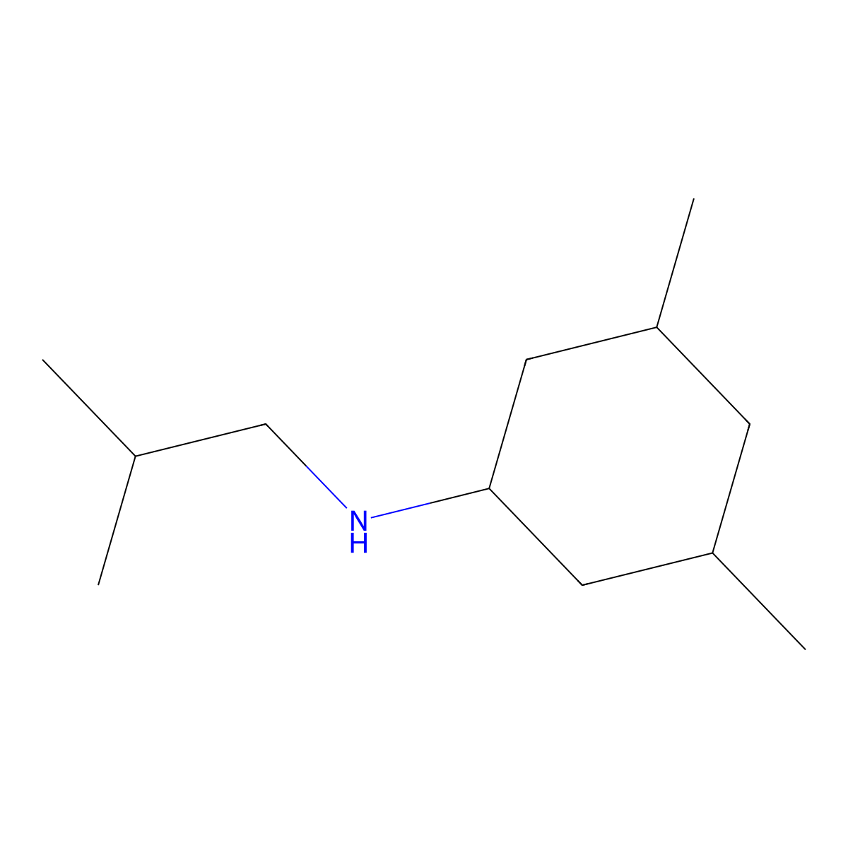 3,5-dimethyl-N-(2-methylpropyl)cyclohexan-1-amine molecular structure, CAS 1344313-43-4