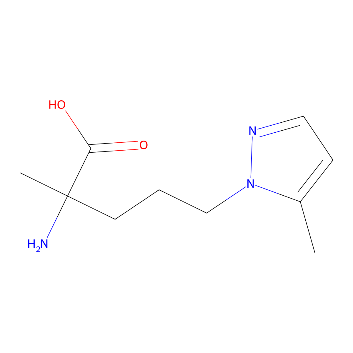 2-Amino-2-methyl-5-(5-methyl-1h-pyrazol-1-yl)pentanoic acid molecular structure, CAS 1344317-60-7