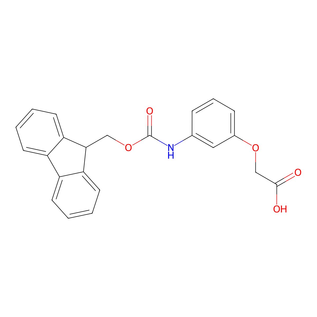 2-[3-({[(9H-fluoren-9-yl)methoxy]carbonyl}amino)phenoxy]acetic acid molecular structure, CAS 1344323-46-1