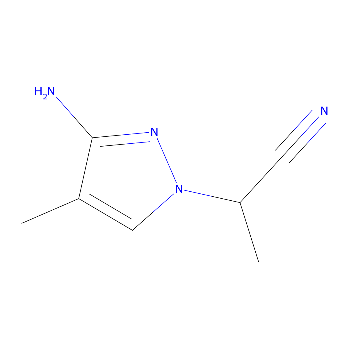 2-(3-amino-4-methyl-1H-pyrazol-1-yl)propanenitrile molecular structure, CAS 1344324-00-0