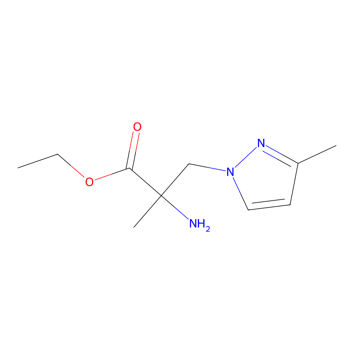 Ethyl 2-amino-2-methyl-3-(3-methyl-1h-pyrazol-1-yl)propanoate molecular structure, CAS 1344324-33-9