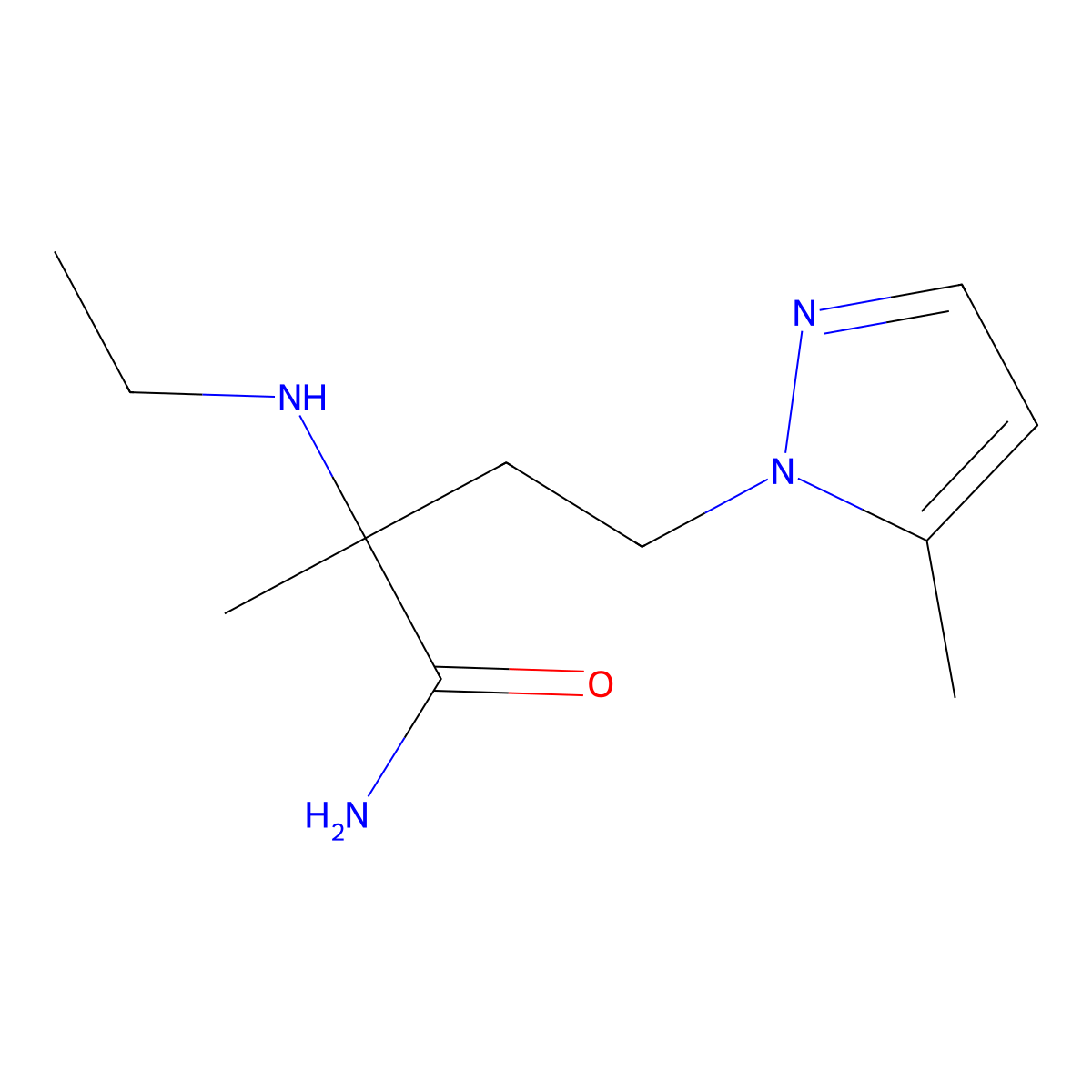 2-(Ethylamino)-2-methyl-4-(5-methyl-1h-pyrazol-1-yl)butanamide molecular structure, CAS 1344324-75-9