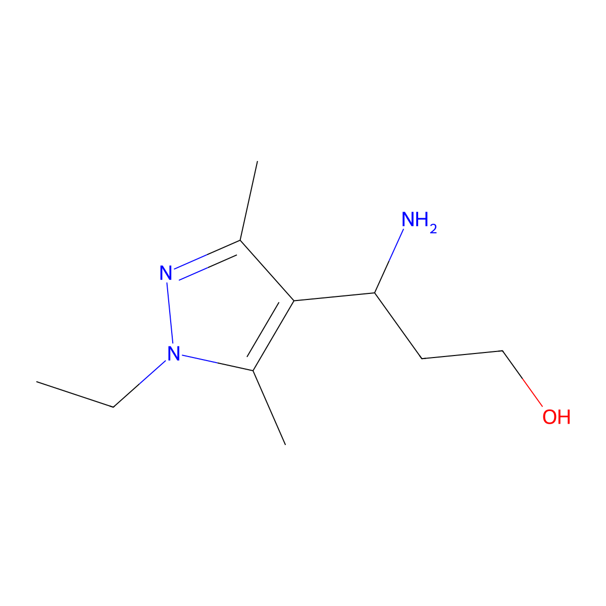 3-Amino-3-(1-ethyl-3,5-dimethyl-1h-pyrazol-4-yl)propan-1-ol molecular structure, CAS 1344326-70-0
