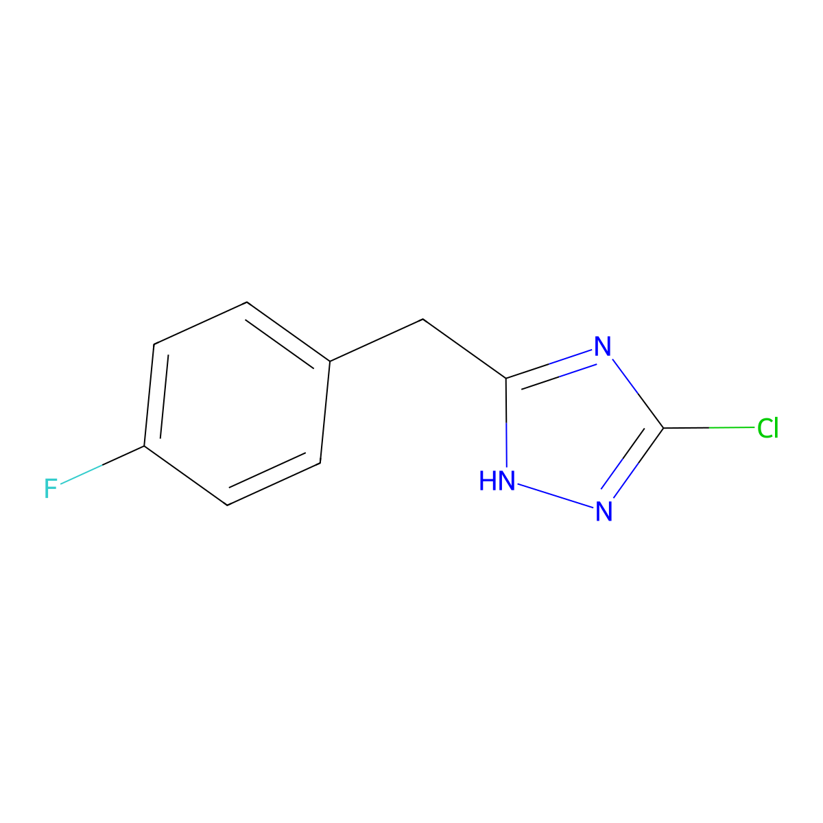 3-chloro-5-[(4-fluorophenyl)methyl]-4H-1,2,4-triazole molecular structure, CAS 1344328-30-8