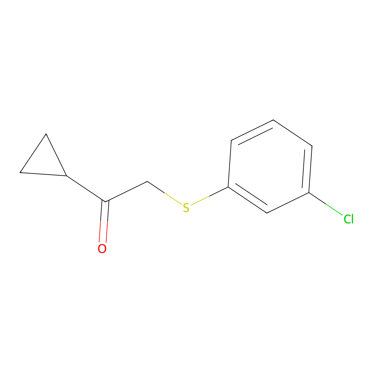 2-((3-Chlorophenyl)thio)-1-cyclopropylethan-1-one molecular structure, CAS 1344328-45-5