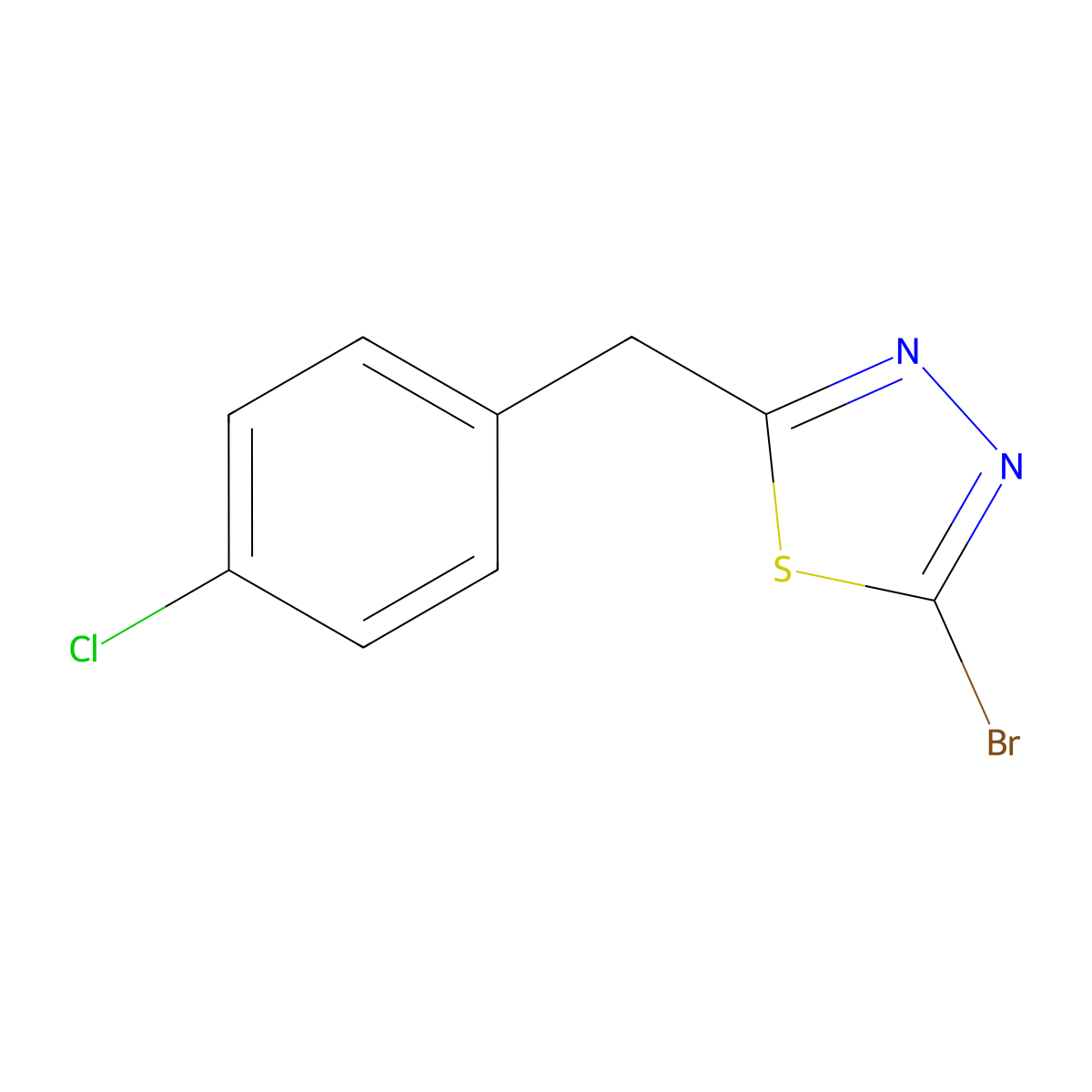 2-Bromo-5-[(4-chlorophenyl)methyl]-1,3,4-thiadiazole molecular structure, CAS 1344330-79-5
