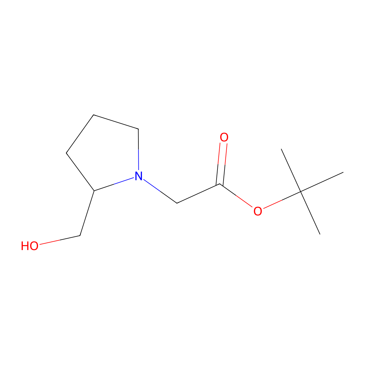 Tert-butyl 2-[2-(hydroxymethyl)pyrrolidin-1-yl]acetate molecular structure, CAS 1344331-29-8