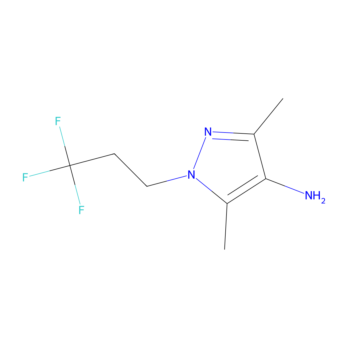 3,5-dimethyl-1-(3,3,3-trifluoropropyl)-1H-pyrazol-4-amine molecular structure, CAS 1344332-32-6