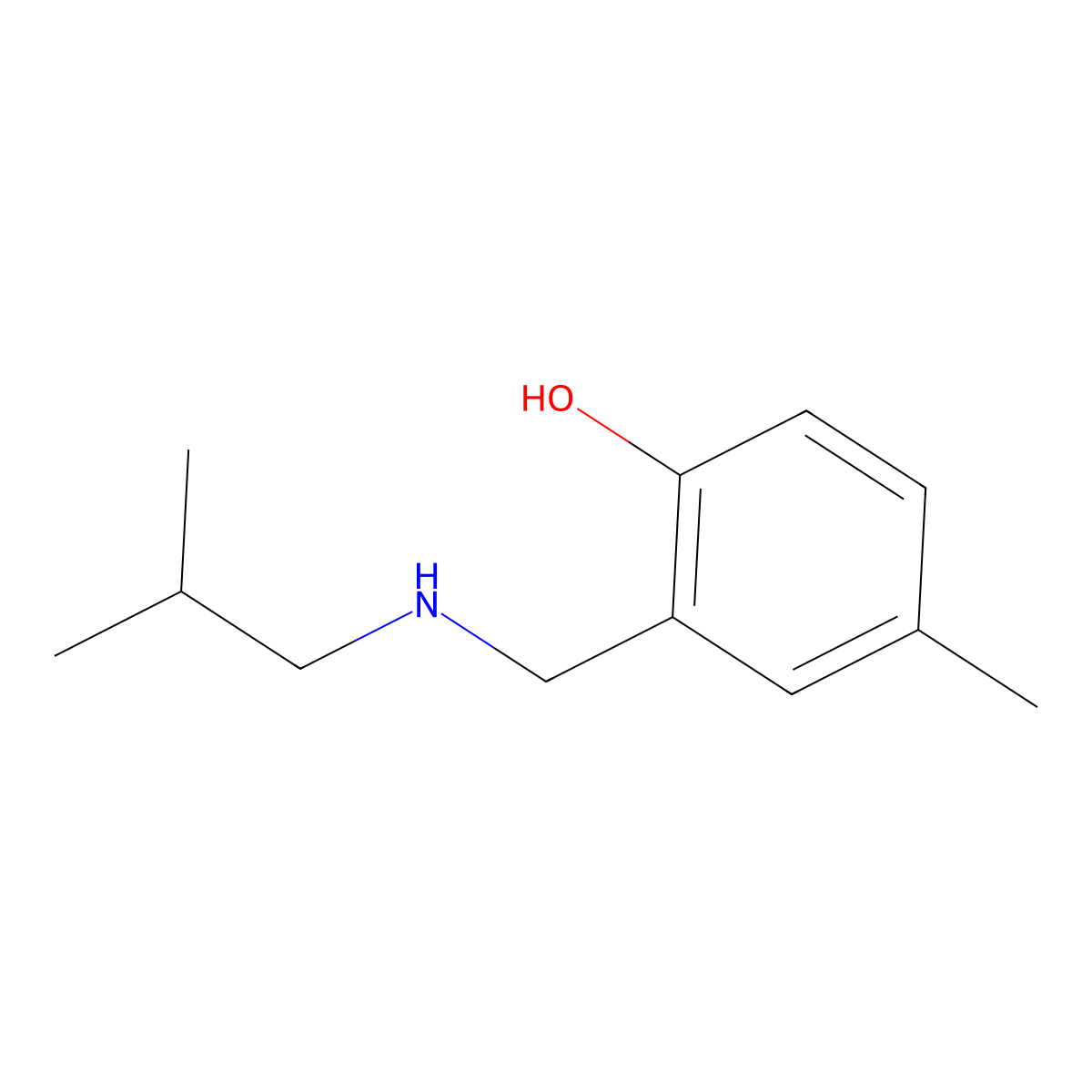 4-Methyl-2-{[(2-methylpropyl)amino]methyl}phenol molecular structure, CAS 1344333-84-1