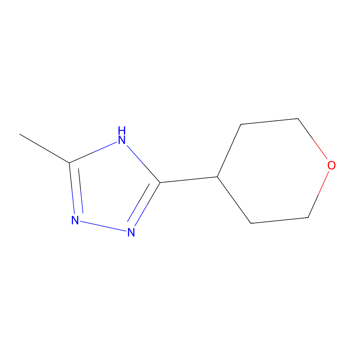 3-methyl-5-(tetrahydro-2H-pyran-4-yl)-4H-1,2,4-triazole molecular structure, CAS 1344337-92-3