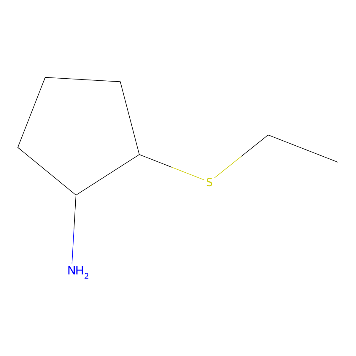 2-(Ethylsulfanyl)cyclopentan-1-amine molecular structure, CAS 1344338-44-8
