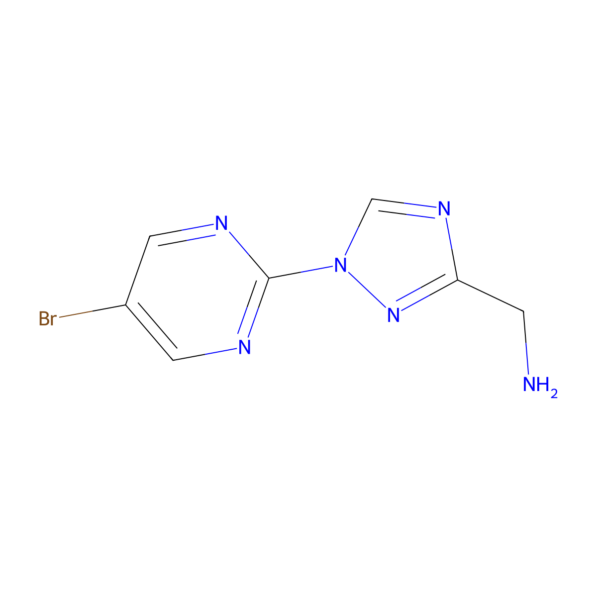 1-[1-(5-bromopyrimidin-2-yl)-1H-1,2,4-triazol-3-yl]methanamine molecular structure, CAS 1344338-55-1