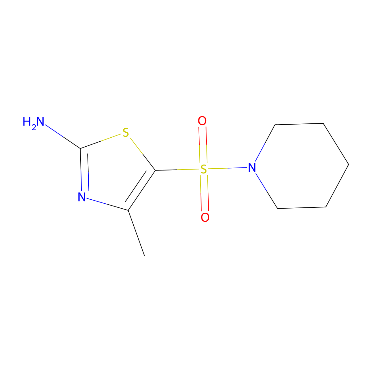 4-Methyl-5-(piperidin-1-ylsulfonyl)thiazol-2-amine molecular structure, CAS 1344343-58-3