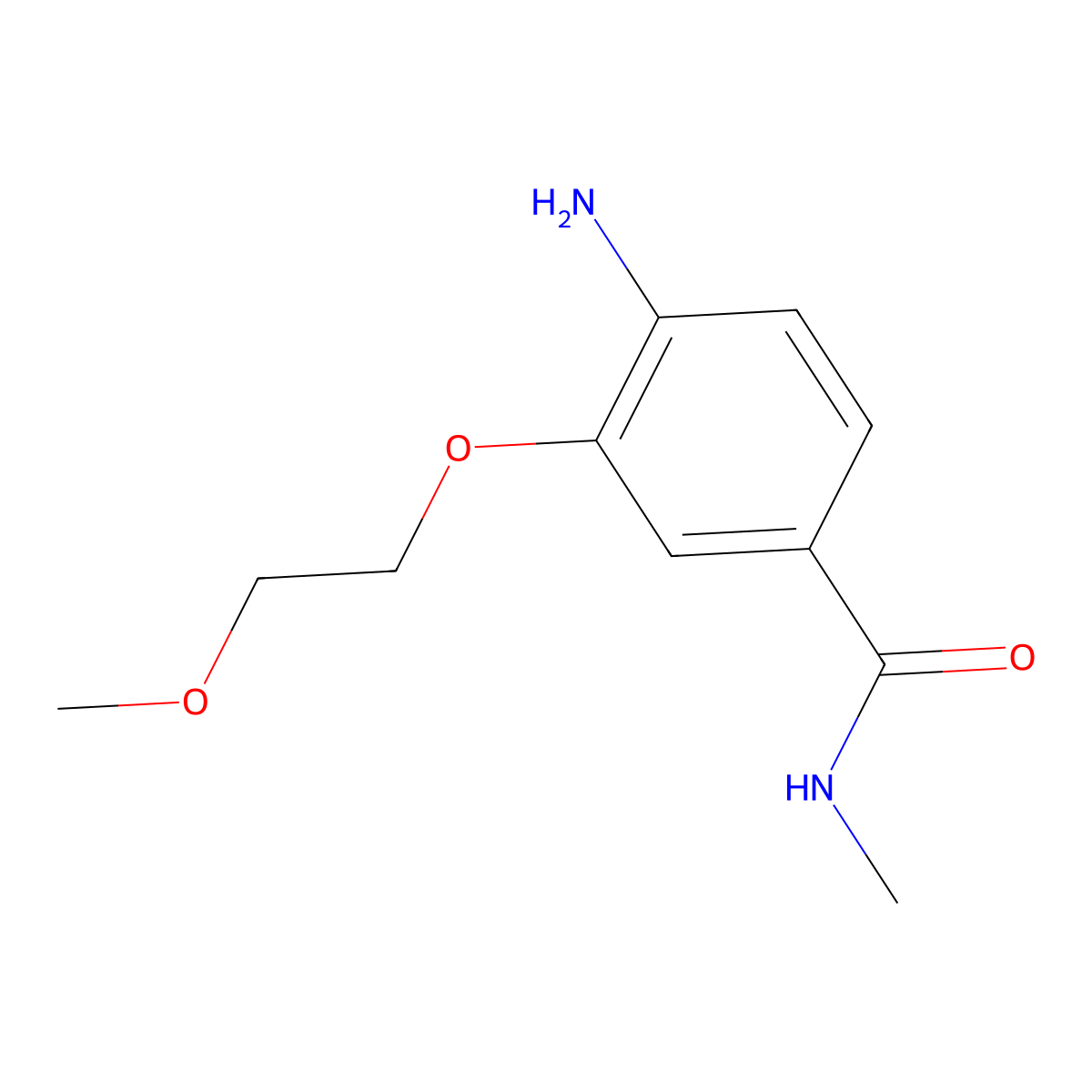 4-amino-3-(2-methoxyethoxy)-N-methylbenzamide molecular structure, CAS 1344343-98-1