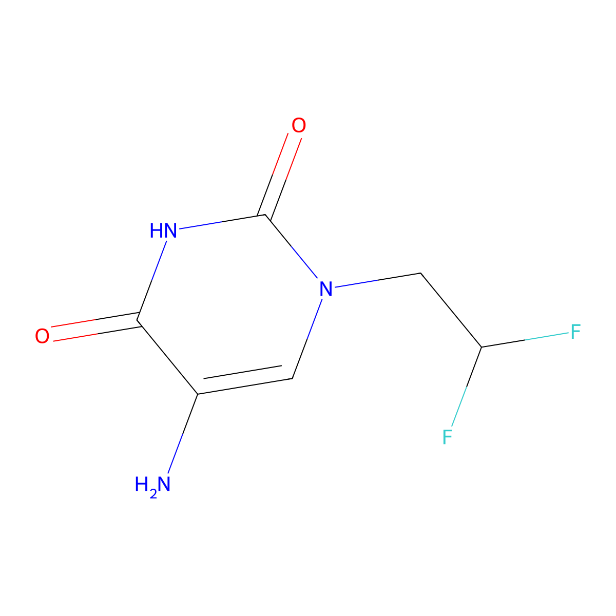 5-Amino-1-(2,2-difluoroethyl)-1,2,3,4-tetrahydropyrimidine-2,4-dione molecular structure, CAS 1344347-22-3