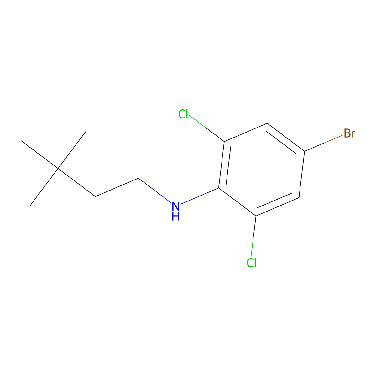 4-bromo-2,6-dichloro-N-(3,3-dimethylbutyl)aniline molecular structure, CAS 1344349-88-7