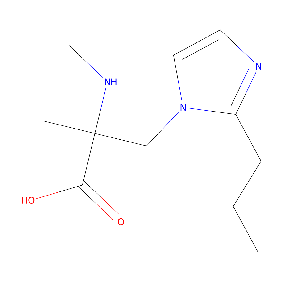 2-Methyl-2-(methylamino)-3-(2-propyl-1h-imidazol-1-yl)propanoic acid molecular structure, CAS 1344355-10-7