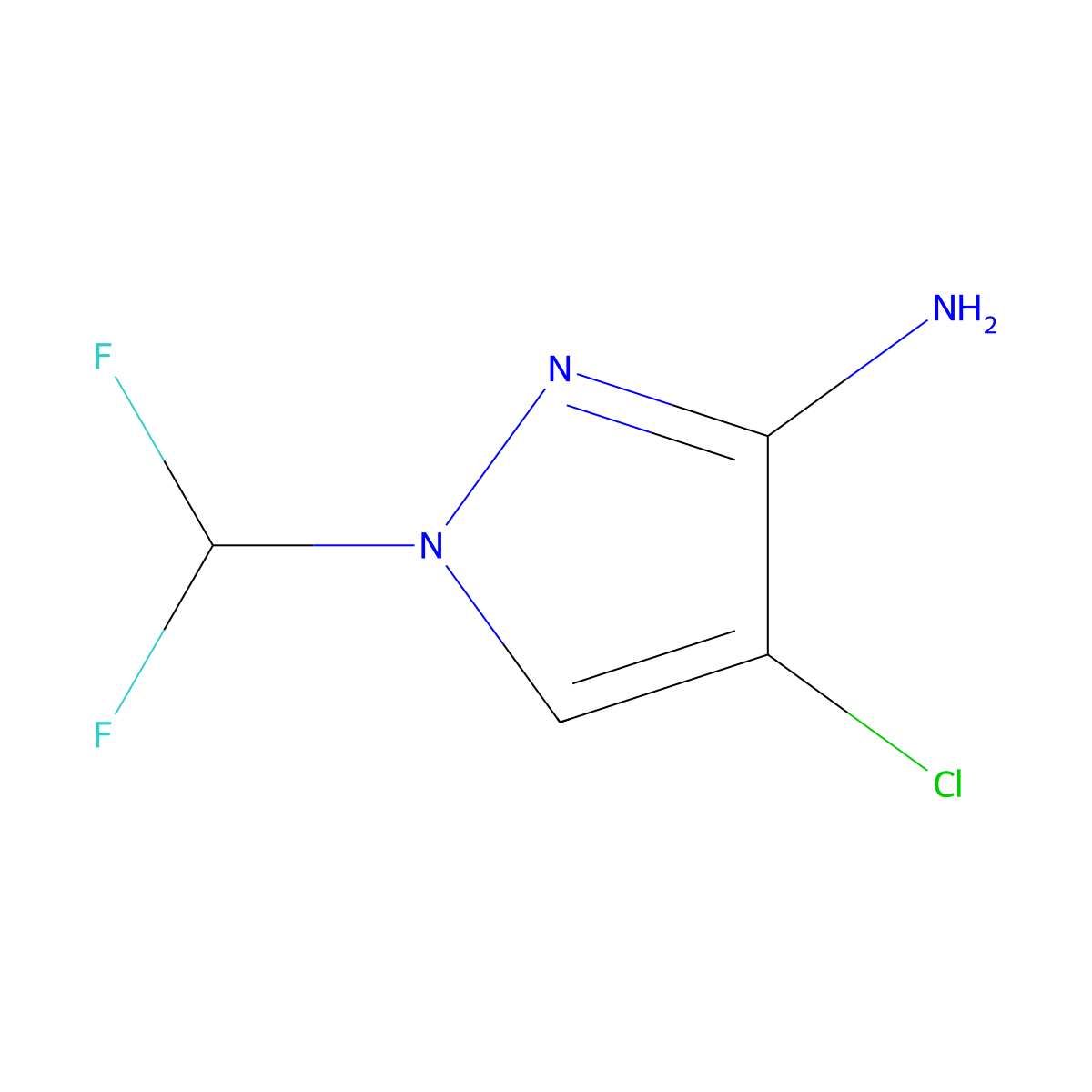 4-Chloro-1-(difluoromethyl)-1H-pyrazol-3-amine molecular structure, CAS 1344356-16-6