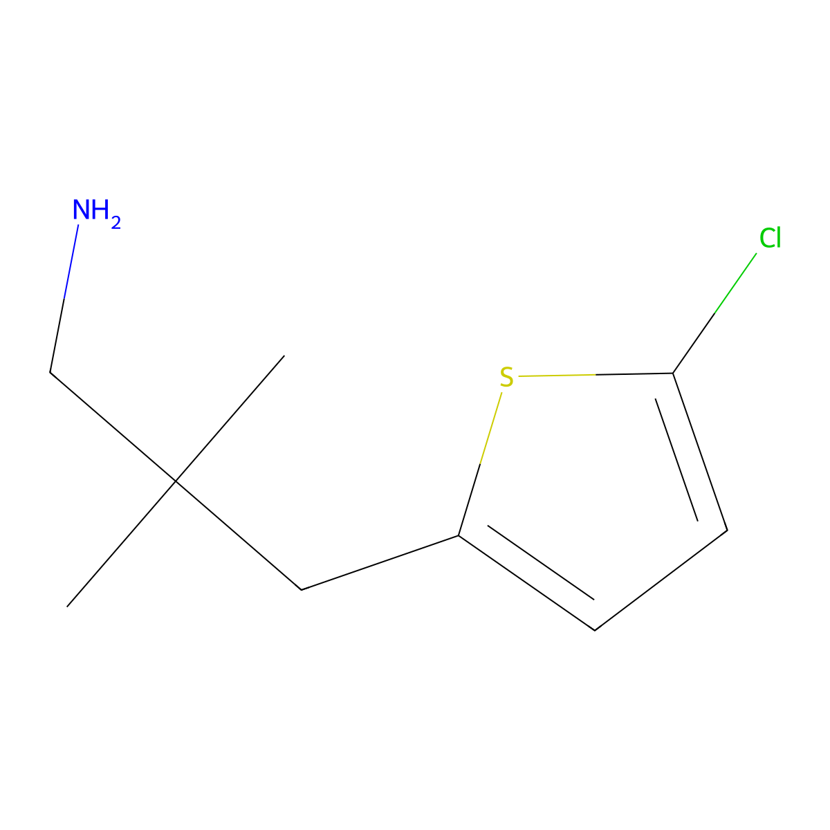 3-(5-Chlorothiophen-2-yl)-2,2-dimethylpropan-1-amine molecular structure, CAS 1344356-95-1