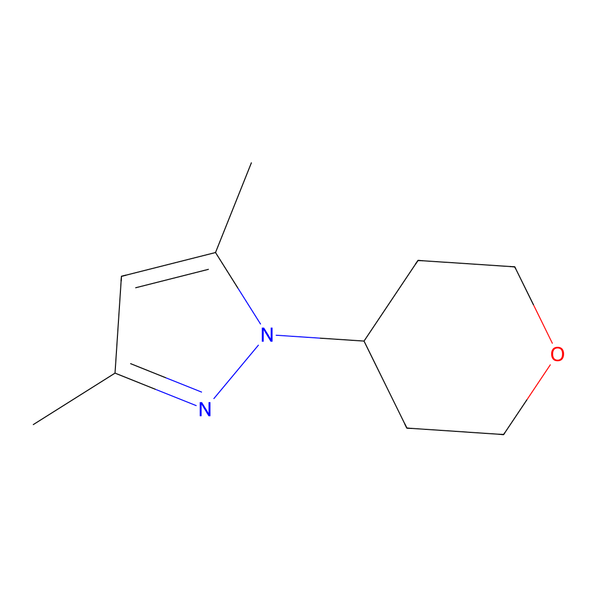 3,5-dimethyl-1-(oxan-4-yl)-1H-pyrazole molecular structure, CAS 1344357-07-8