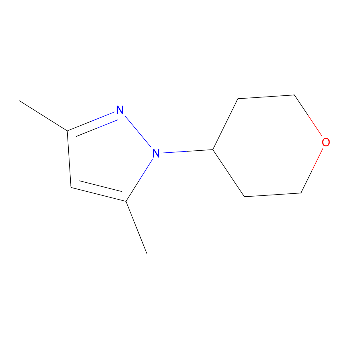 3,5-dimethyl-1-(oxan-4-yl)-1H-pyrazole molecular structure, CAS 1344357-07-8