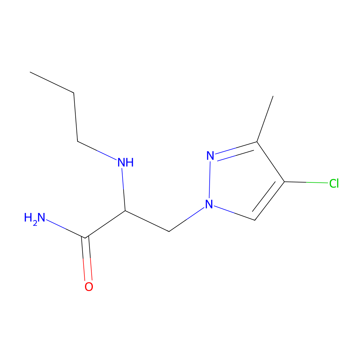 3-(4-Chloro-3-methyl-1h-pyrazol-1-yl)-2-(propylamino)propanamide molecular structure, CAS 1344358-37-7