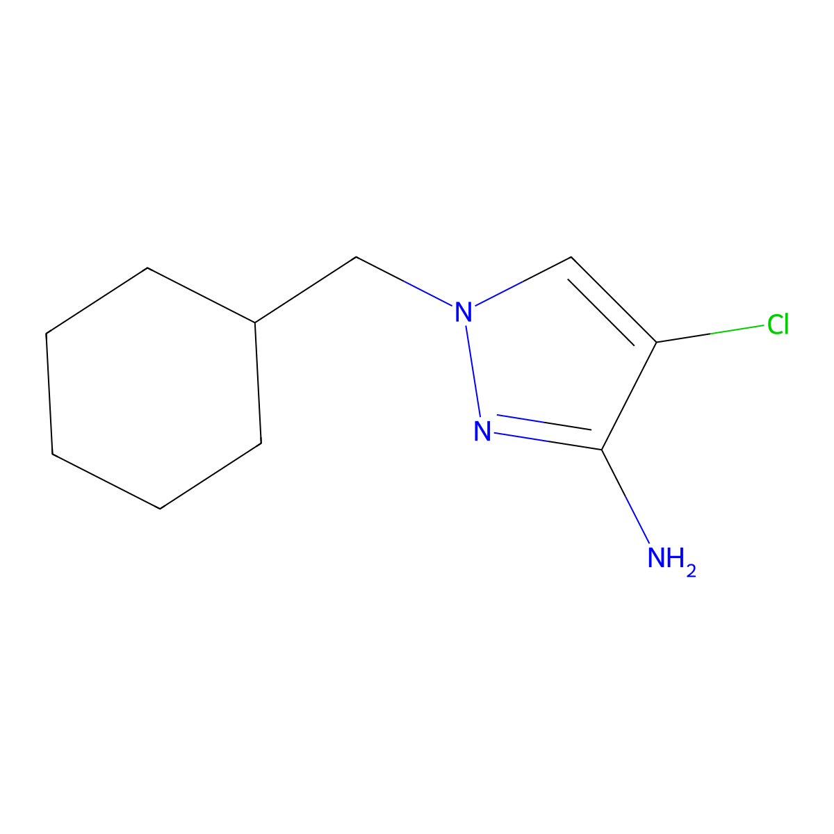 4-Chloro-1-(cyclohexylmethyl)-1H-pyrazol-3-amine molecular structure, CAS 1344362-59-9